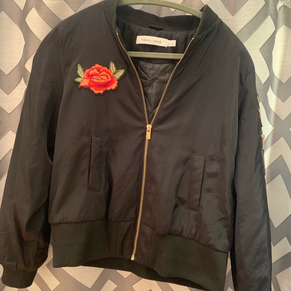 Bishop + Young Black Bomber Jacket